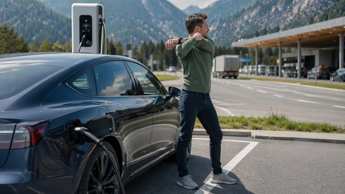 Elektroauto auf langer Autobahnfahrt